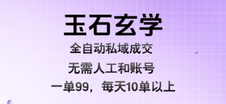 玉石玄学全自动私域成交，一单99每天十单以上，无需人工和矩阵账号，蓝海项目直接干【揭秘】-来友网创
