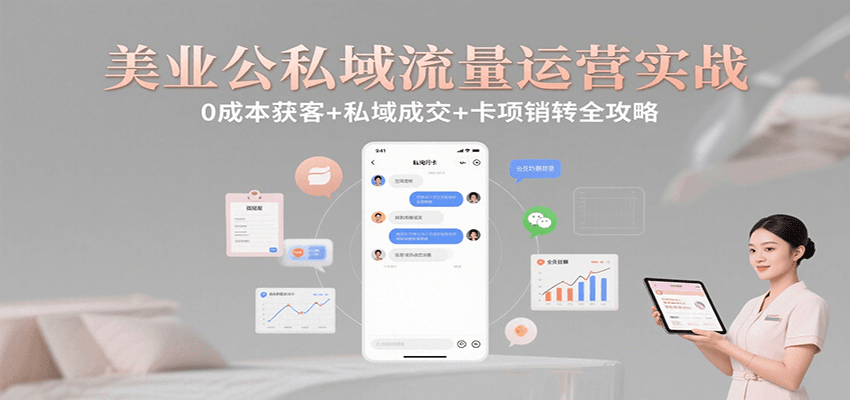 美业公私域流量运营实战：0成本获客+私域成交+卡项销转全攻略-来友网创