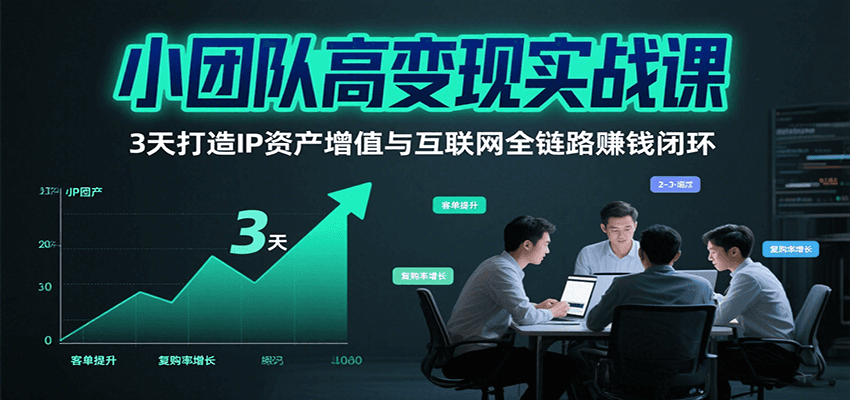 小团队高变现实战课，3天打造IP资产增值与互联网全链路赚钱闭环（第二期）-来友网创