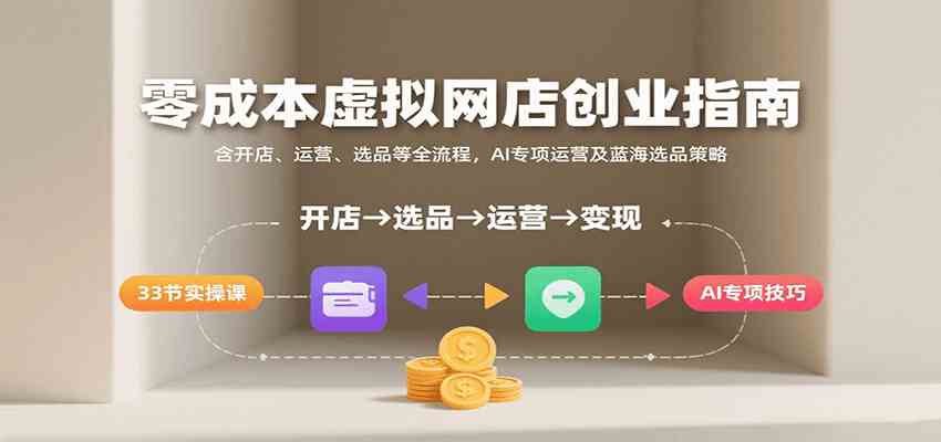 零成本虚拟网店创业指南，含开店、运营、选品等全流程， AI专项运营及蓝海选品策略-来友网创