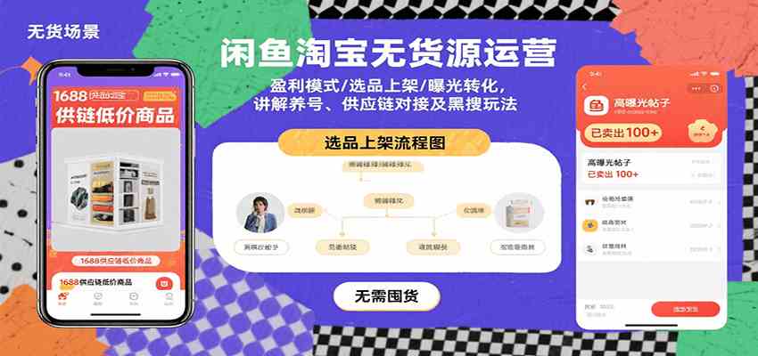 闲鱼淘宝无货源运营：盈利模式/选品上架/曝光转化，讲解养号、供应链对接及黑搜玩法-来友网创