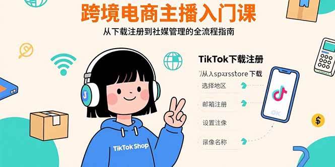 （15708期）跨境电商主播入门课，TikTok下载注册，支付工具配置，社媒账号管理全流程-来友网创