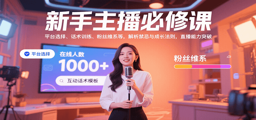 新手主播必修课：平台选择、话术训练、粉丝维系等，解析禁忌与成长法则，突破直播能力-来友网创