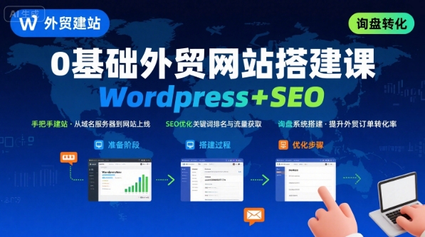 WordPress外贸建站+SEO优化课程，手把手教你从0到1搭建可获得询盘的外贸网站-来友网创