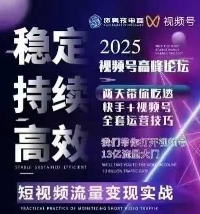 坏男孩电商视频号7月1号线下课，视频号短引、精细化模型打法，三频共振，无人，快手全站精细化运营-来友网创