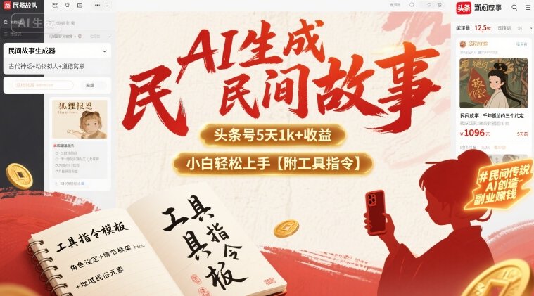 AI生成民间故事，头条号5天1k+，小白轻松上手【附工具指令】-来友网创
