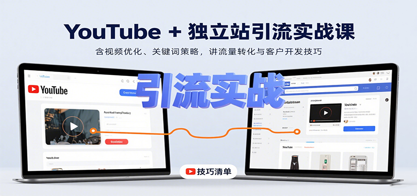YouTube+独立站引流实战课：含视频优化、关键词策略，讲流量转化与客户开发技巧-来友网创