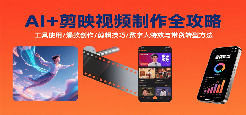 AI+剪映视频制作全攻略：工具使用/爆款创作/剪辑技巧/数字人特效与带货转型方法-来友网创