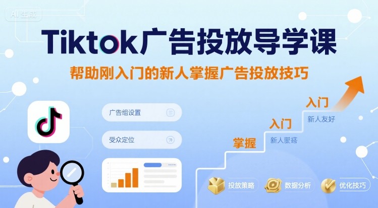 Tiktok广告投放导学课，帮助刚入门的新人掌握广告投放技巧-来友网创