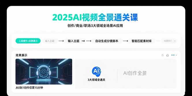 （15762期）2025AI视频全景通关课：涵盖创作/商业/职场3大领域  掌握AI全场景应用-来友网创