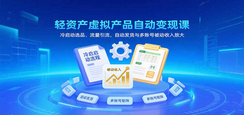 轻资产虚拟产品自动变现课，冷启动选品、流量引流，自动发货与多账号被动收入放大-来友网创