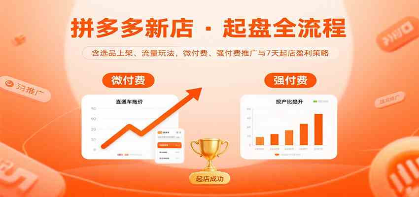 拼多多新店起盘全流程，含选品上架、流量玩法，微付费、强付费推广与7天起店盈利策略-来友网创