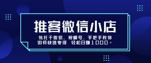 推客微信小店依托于微信、视频号，手把手教你如何快速变现 轻松日入1k+【揭秘】-来友网创