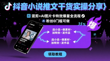 抖音小说推文干货实操分享，混剪+AI图片卡特效爆量全流程，0粉丝0门槛可做-来友网创