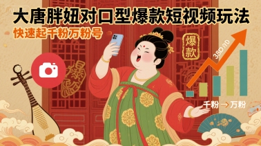 大唐胖妞对口型爆款短视频玩法，快速起千粉万粉号-来友网创