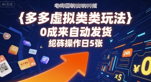 多多虚拟类目玩法，0成本全自动发货，矩阵操作日5张-来友网创