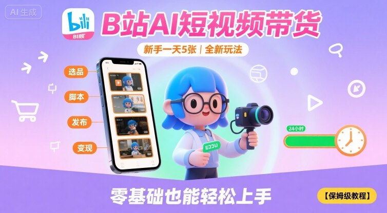 B站AI短视频带货，新手一天5张，全新玩法【保姆级教程】-来友网创