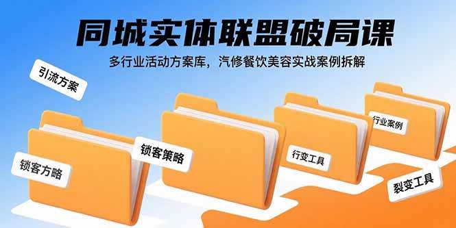 （15833期）同城实体联盟破局课，多行业活动方案库，汽修餐饮美容实战案例拆解-来友网创