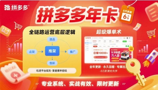 拼多多年卡【8月更新6节】拼多多全链路运营底层逻辑，超级爆单术-来友网创