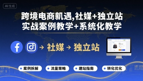 跨境电商新机遇，社媒+独立站，实战案例教学+系统化教学-来友网创