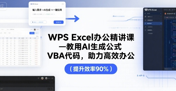 WPS Excel办公精讲课，教用 AI 生成公式，VBA 代码，助力高效办公-来友网创