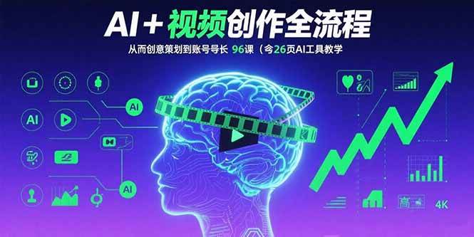 （15869期）AI+短视频创作全流程：从创意策划到账号增长，96节课(含26项AI工具教学)-来友网创