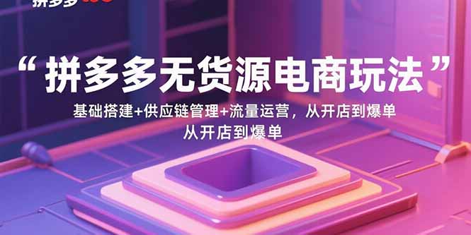 （15886期）拼多多无货源电商玩法：基础搭建+供应链管理+流量运营，从开店到爆单-来友网创