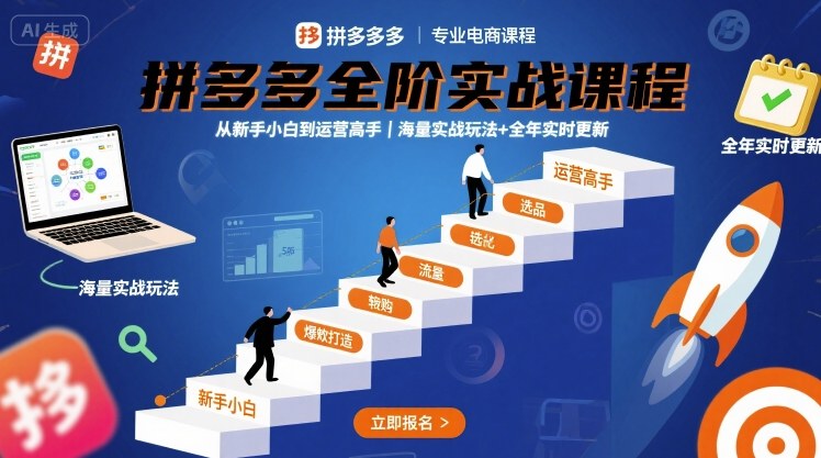 拼多多全阶实战课程，从新手小白到运营高手，海量实战玩法+全年实时更新【2025年9月更新】-来友网创