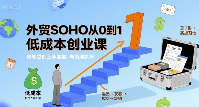 外贸SOHO从0到1低成本创业课，能够立刻上手实操与落地执行-来友网创