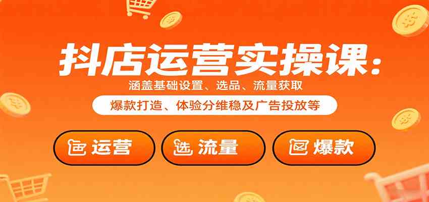 抖店运营实操课：涵盖基础设置、选品、流量获取、爆款打造、体验分维稳及广告投放等-来友网创