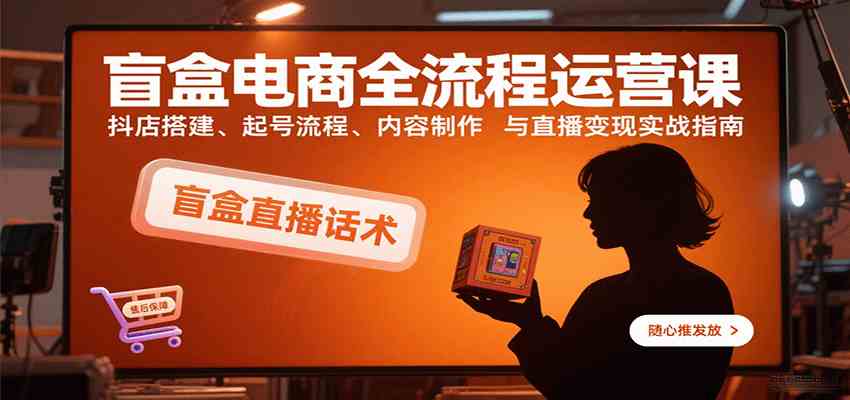 盲盒电商全流程运营课：抖店搭建、起号流程、内容制作与直播变现实战指南-来友网创