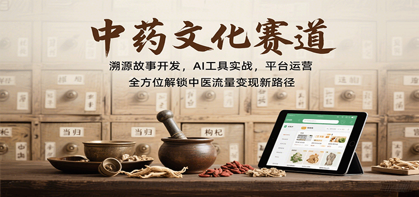 中药文化赛道：溯源故事开发，AI工具实战，平台运营，全方位解锁中医流量变现新路径-来友网创