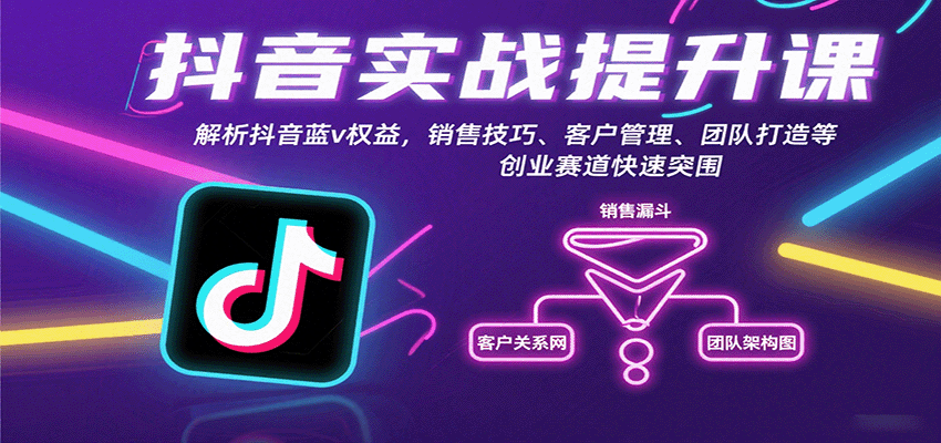 抖音实战提升课：解析抖音蓝v权益，销售技巧、客户管理、团队打造等创业赛道快速突围-来友网创