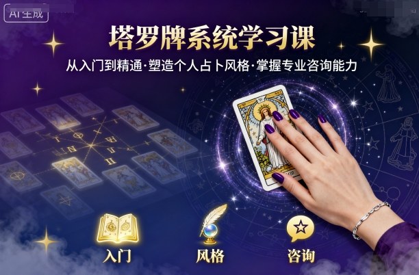 塔罗牌系统学习课，助你从入门到精通，塑造个人占卜风格，掌握专业咨询能力-来友网创