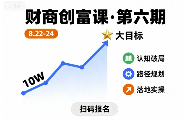 财商创富课第六期8月22-24号，如何从10W起步，一步步实现大目标-来友网创