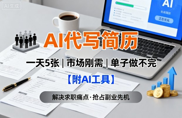 AI代写简历，一天5张，今年找工作难，市场刚需，单子做不完【附AI工具】-来友网创