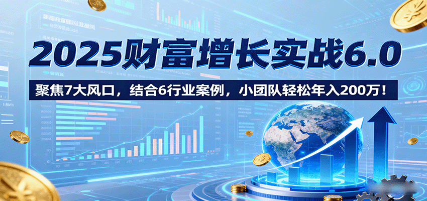 2025财富增长实战6.0，聚焦7大风口，结合6行业案例，小团队轻松年入200万！-来友网创