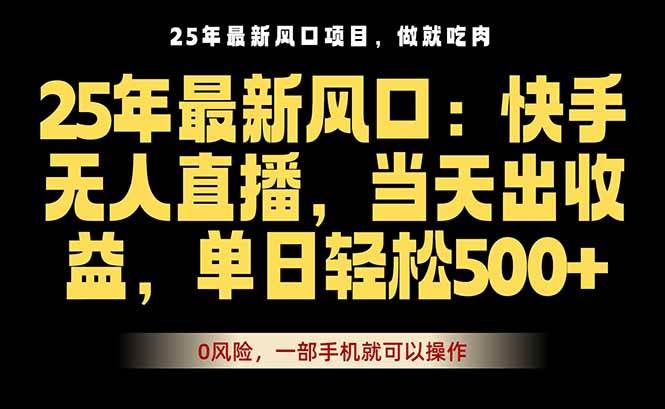 （16007期）25年最新无人直播玩法，当天秒出单，一部手机就可操作-来友网创