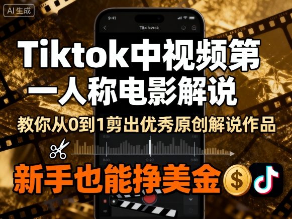 Tiktok中视频第一人称电影解说，教你从0到1剪出一个优秀的原创解说作品，新手也能挣美金-来友网创