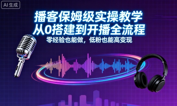 播客保姆级实操教学，从0搭建到开播全流程，零经验也能做，低粉也能高变现-来友网创