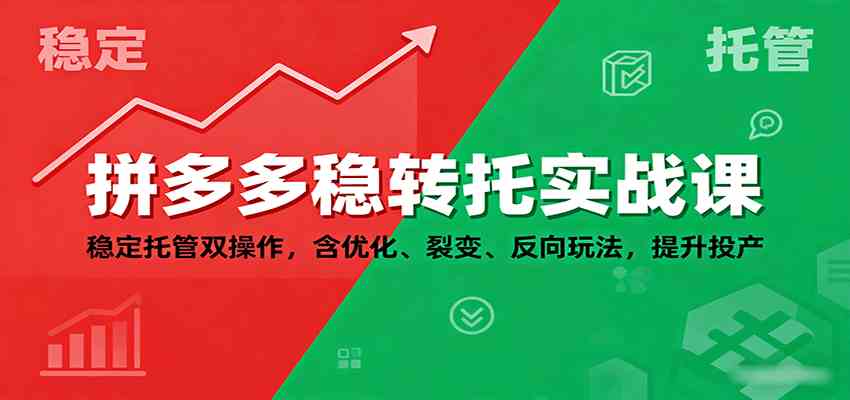 拼多多稳转托实战课：稳定托管双操作，含优化、裂变、反向玩法，提升投产-来友网创