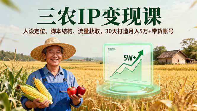 （16044期）三农IP变现课，人设定位、脚本结构、流量获取，30天打造月入5万+带货账号-来友网创