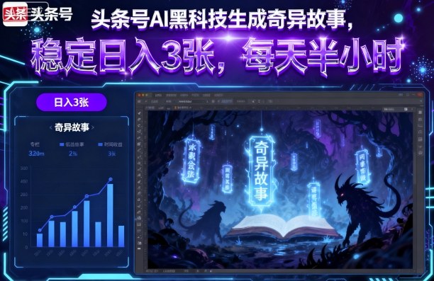 头条号AI黑科技生成奇异故事，稳定日入3张，每天半小时-来友网创