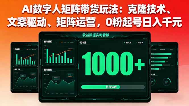 （16050期）AI数字人矩阵带货玩法：克隆技术、文案驱动、矩阵运营，0粉起号日入千元-来友网创