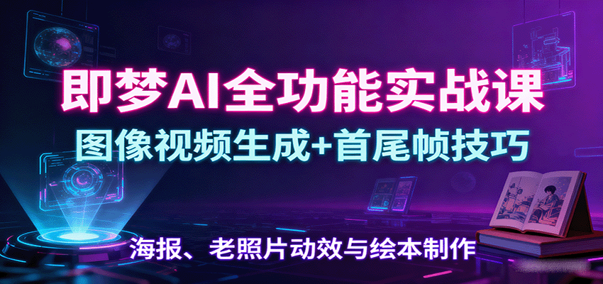 即梦AI全功能实战课：图像视频生成+首尾帧技巧，海报、老照片动效与绘本制作-来友网创