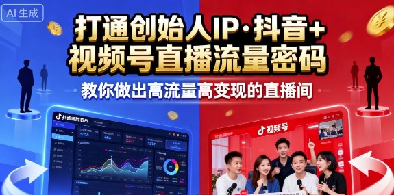 25年直播9-10两期线下课，打通创始人IP，抖音+视频号直播流量密码，教你做出高流量高变现的直播间-来友网创