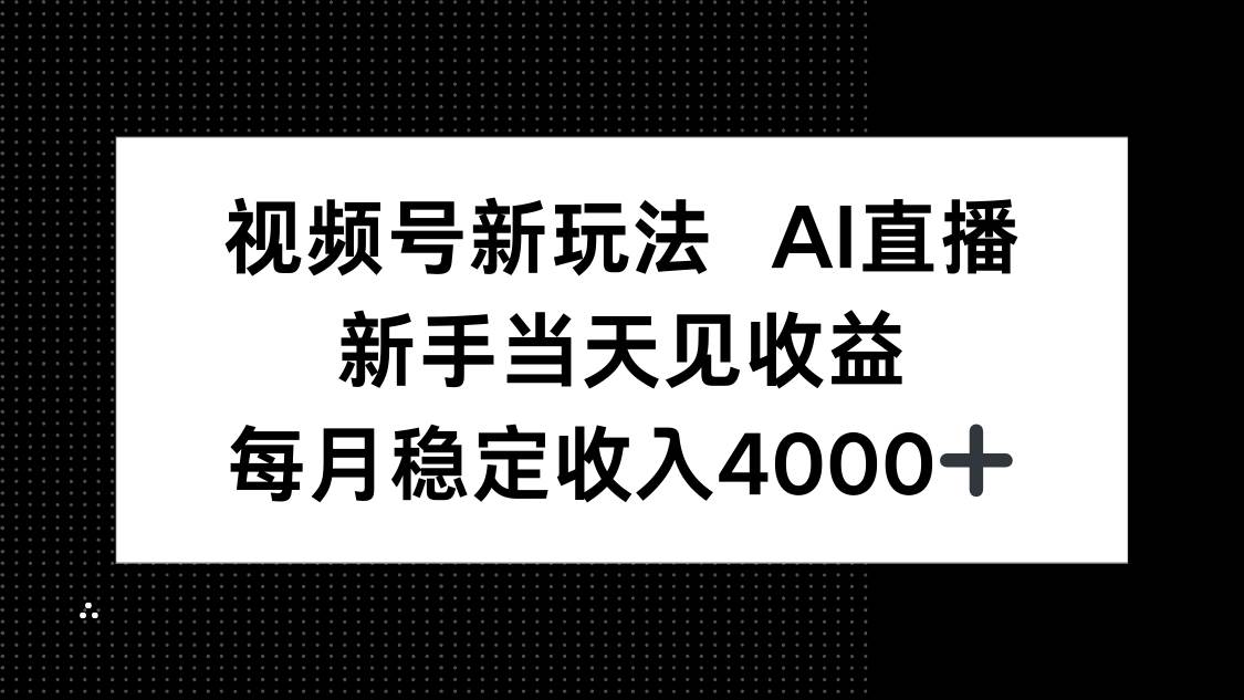 （16080期）视频号新玩法AI直播，新手小白当天见收益，月入4000+-来友网创