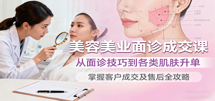 美容美业面诊成交课，从面诊技巧到各类肌肤升单，掌握客户成交及售后全攻略-来友网创