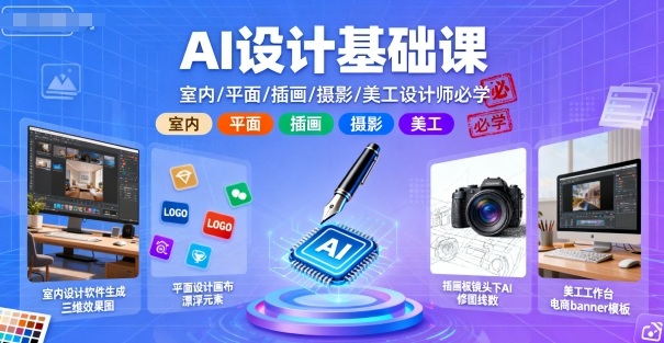 AI设计基础课，室内、平面、插画、摄影、美工设计师必学的-来友网创