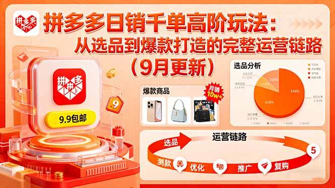 （16100期）拼多多日销千单高阶玩法：从选品到爆款打造的完整运营链路（9月更新）-来友网创